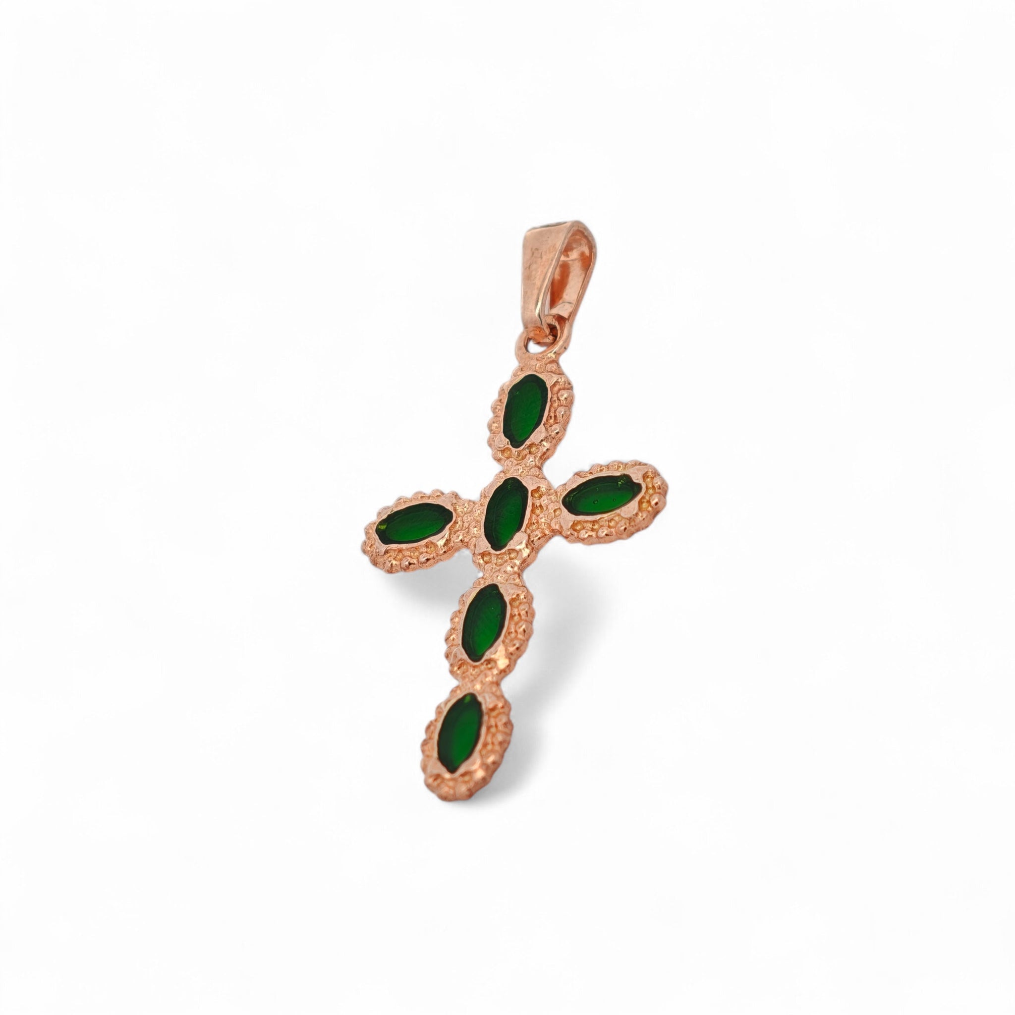 Ciondolo Croce Verde Elegante in Argento