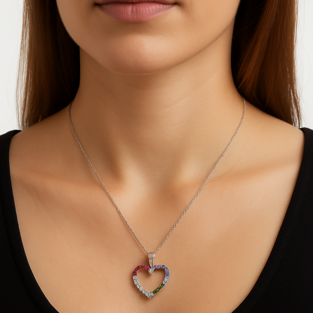 Ciondolo Cuore Arcobaleno in Argento
