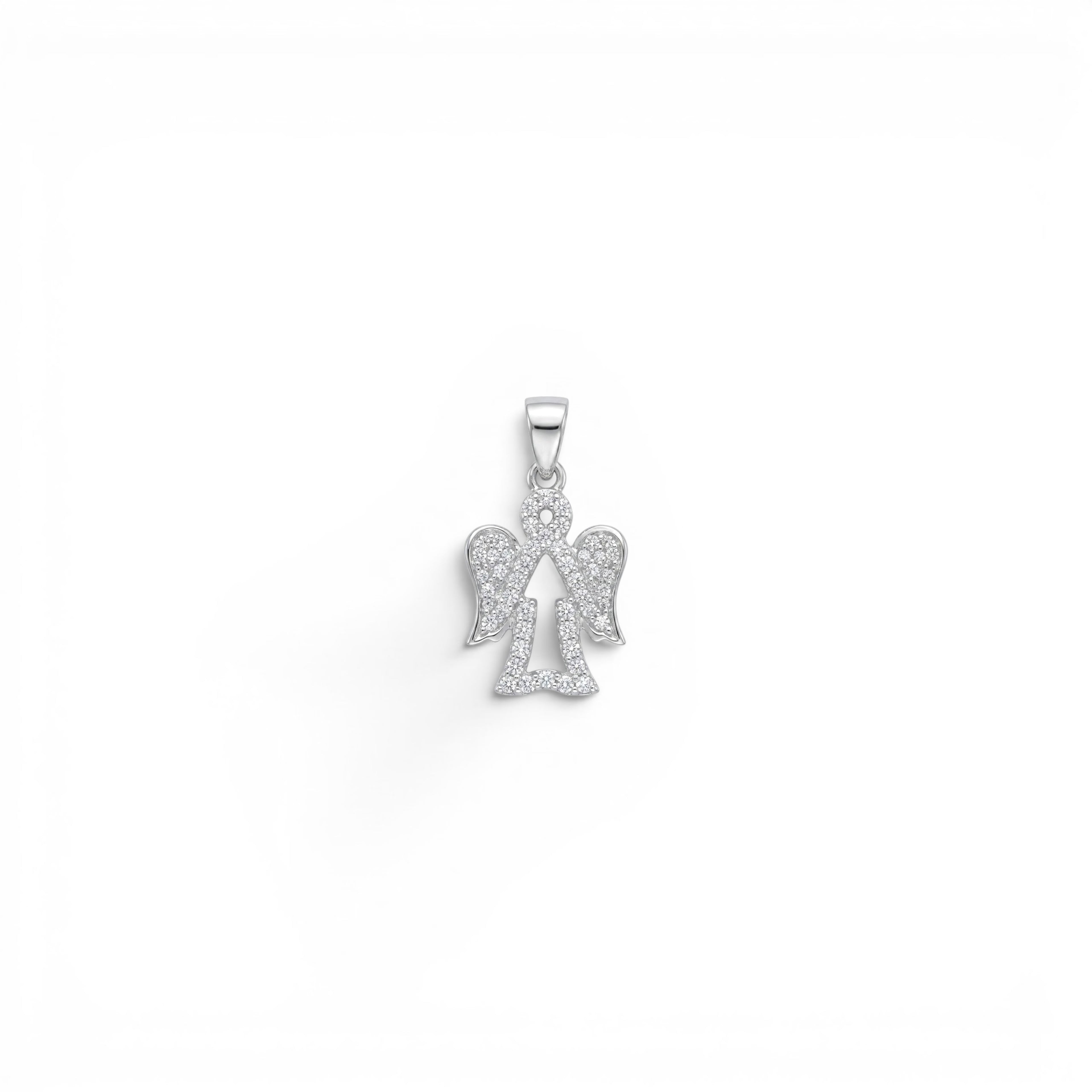 Ciondolo Angelo Stilizzato con Zirconi In Argento 925