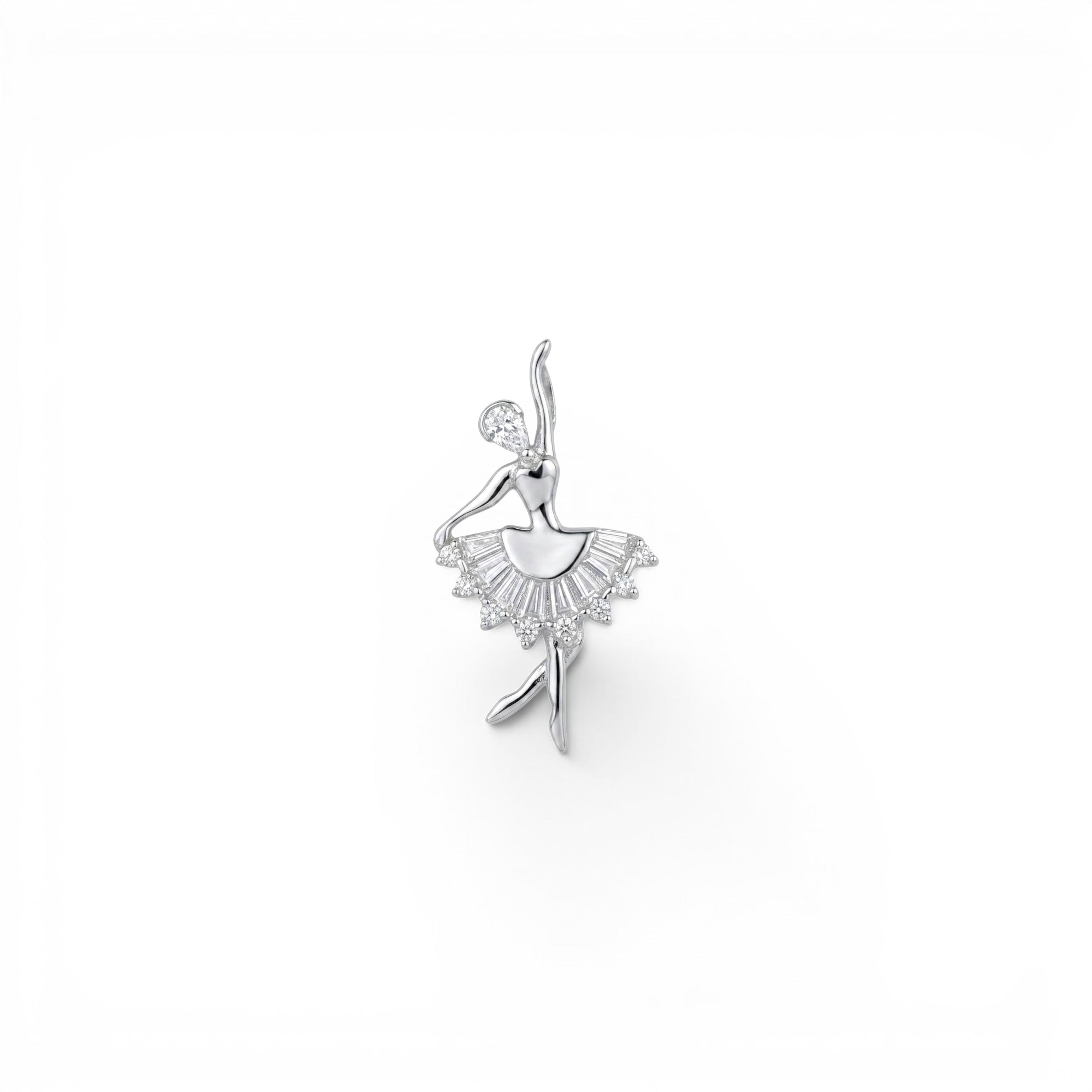 Ciondolo Ballerina con Zirconi Baguette In Argento 925