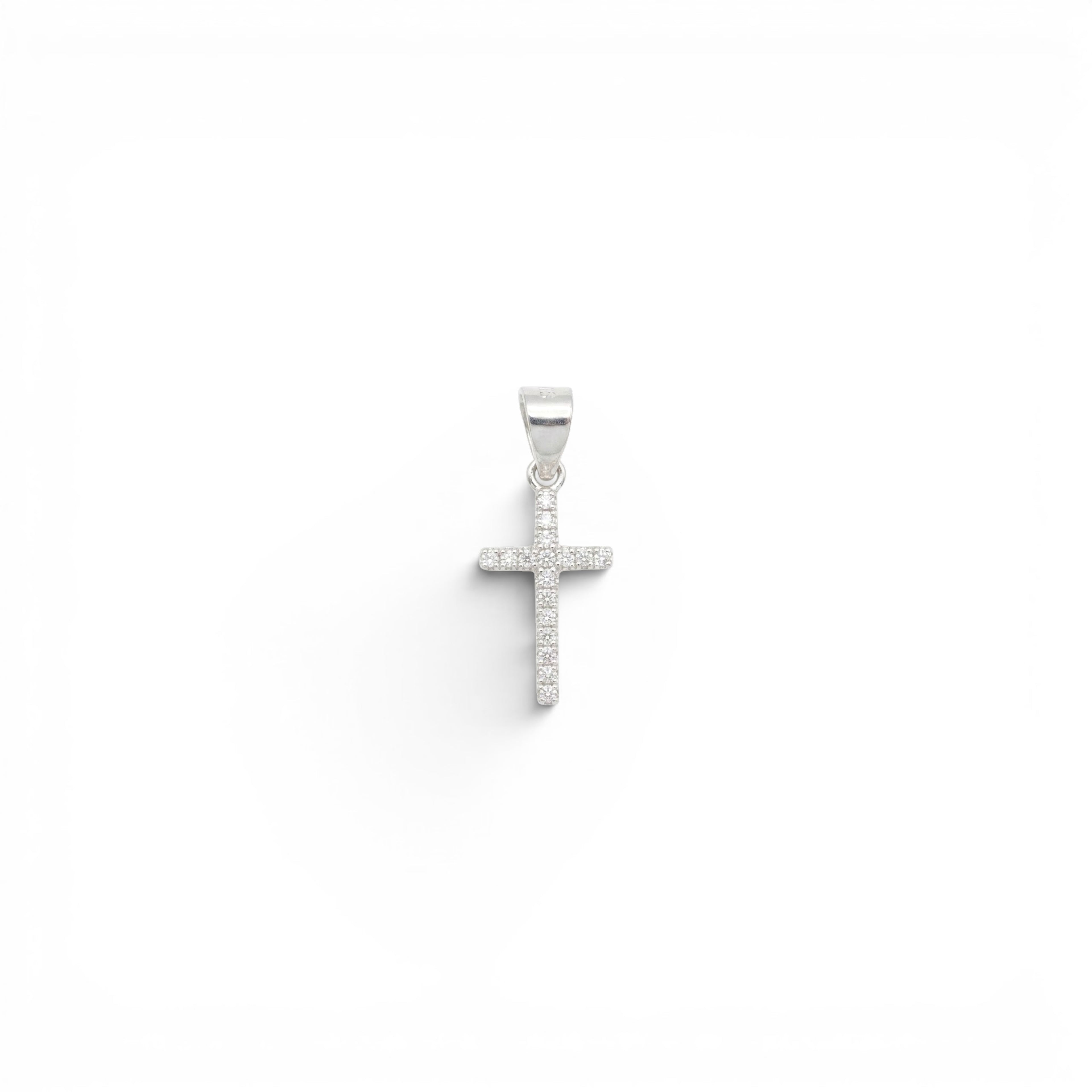 Ciondolo Croce Sottile con Zirconi In Argento 925