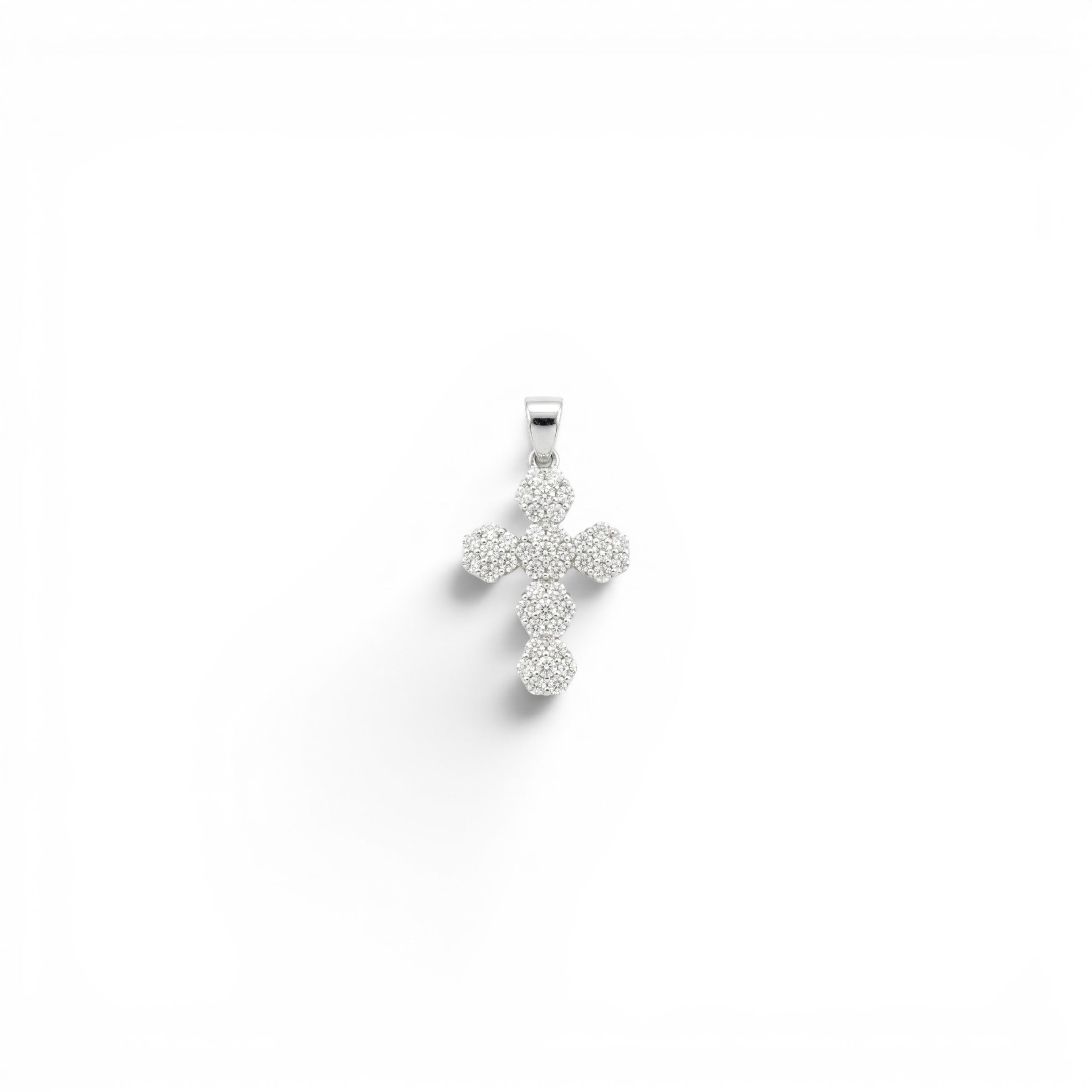 Ciondolo Croce con Zirconi a Rosette In Argento 925