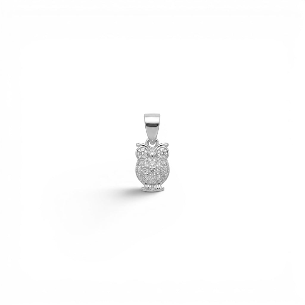 Ciondolo Gufo con Pavé di Zirconi In Argento 925