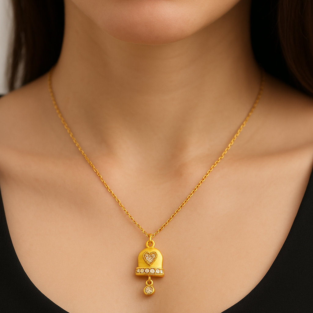 Collana Campanella Cuore in Acciaio