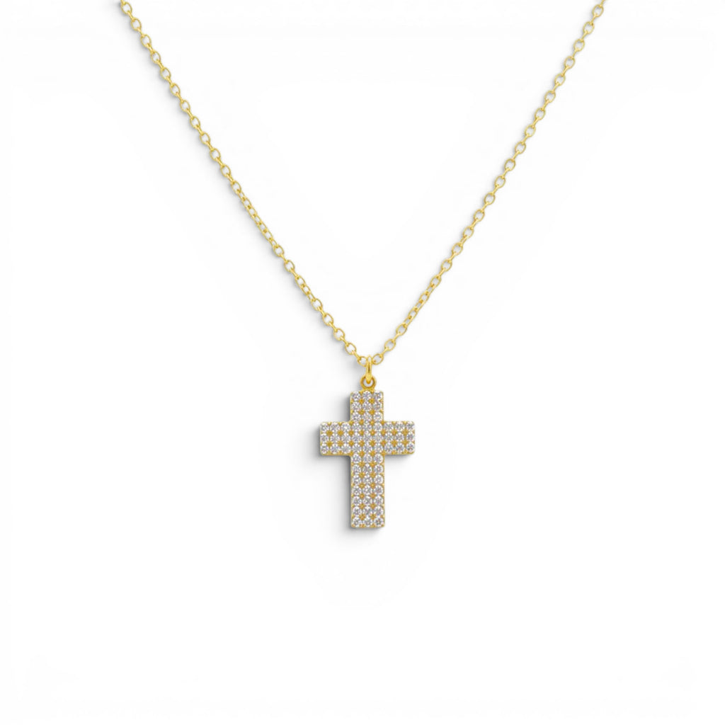 Collana con Croce in Pavé di Zirconi In Acciaio Inossidabile
