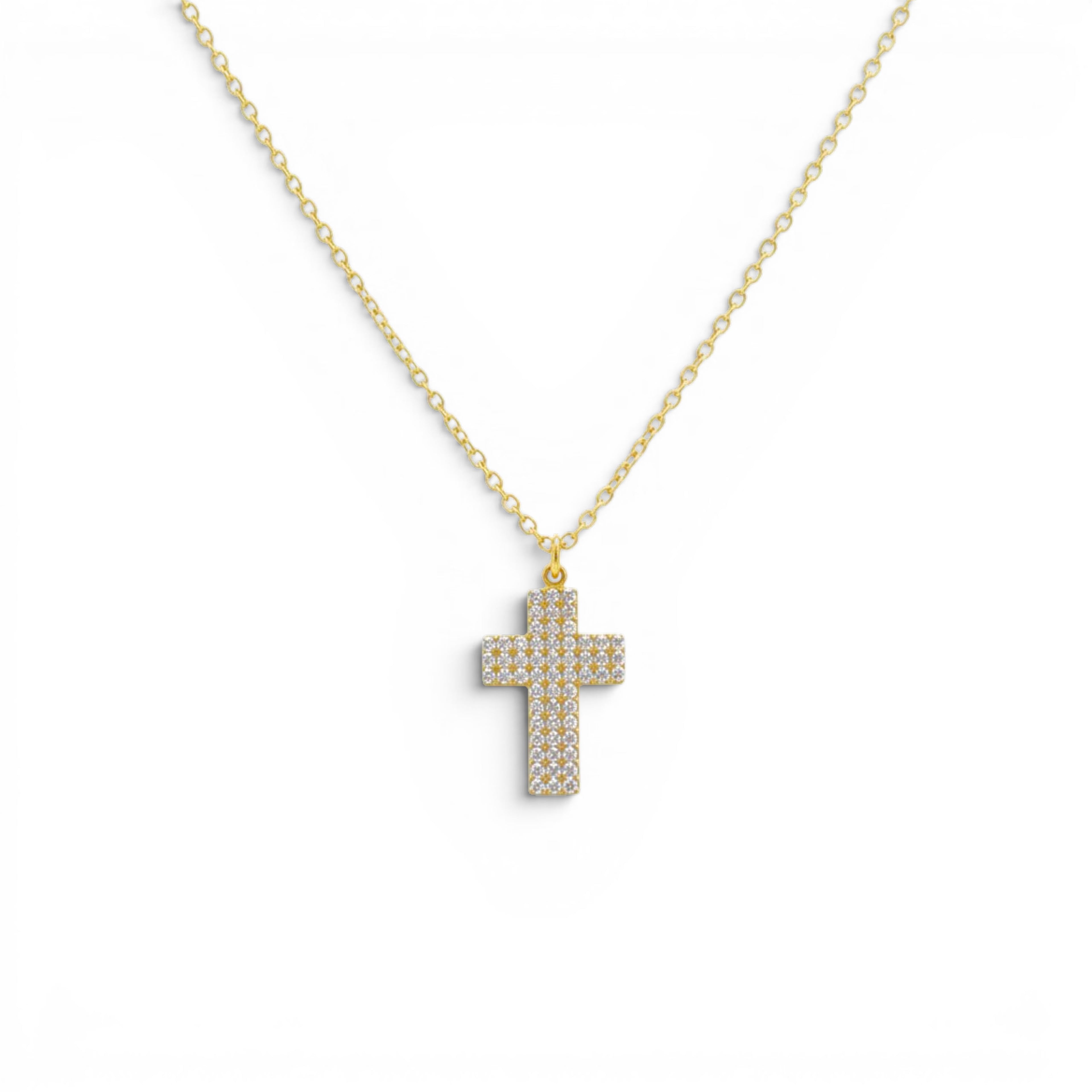 Collana con Croce in Pavé di Zirconi In Acciaio Inossidabile