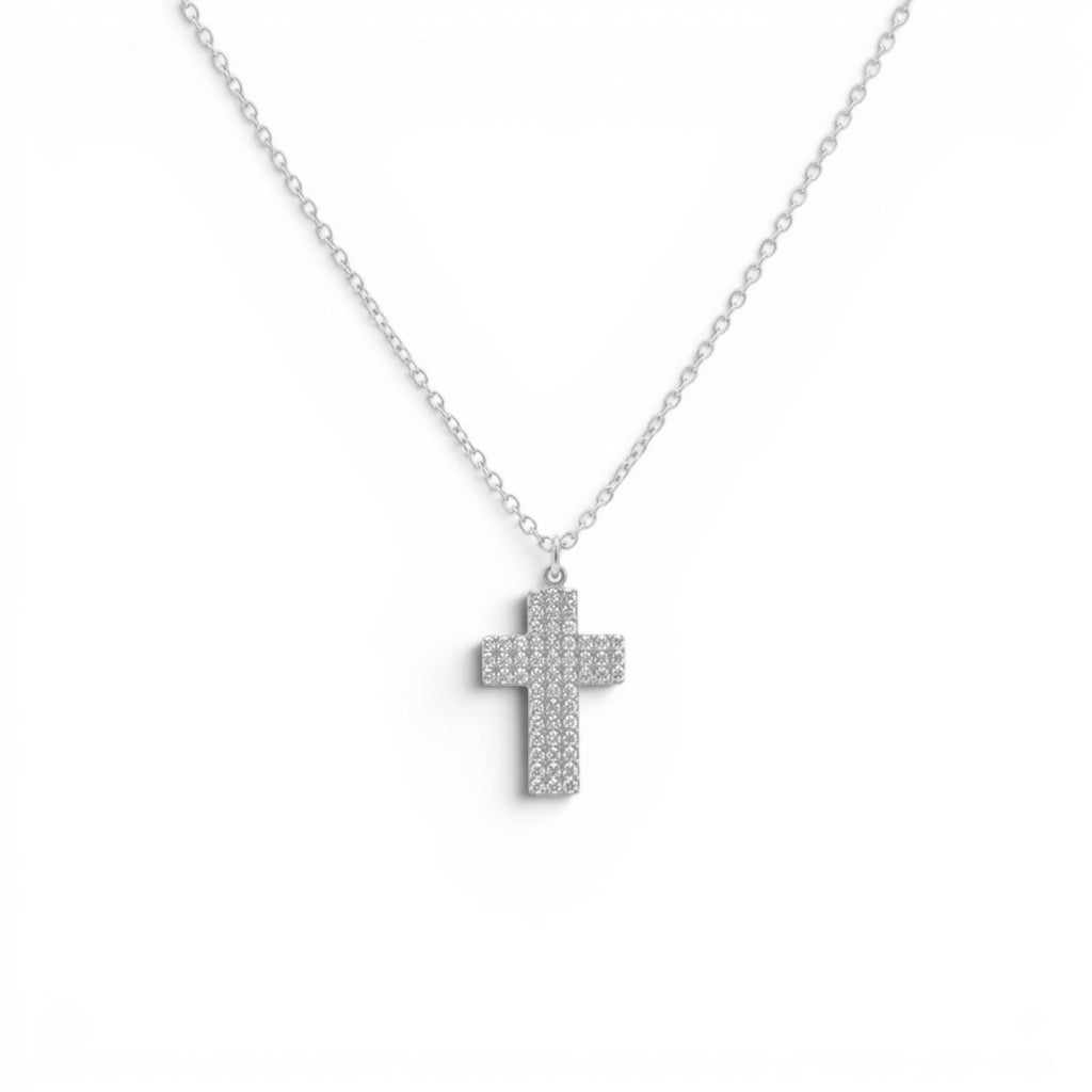 Collana con Croce in Pavé di Zirconi In Acciaio Inossidabile