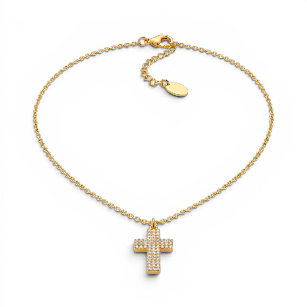 Collana con Croce in Pavé di Zirconi In Acciaio Inossidabile