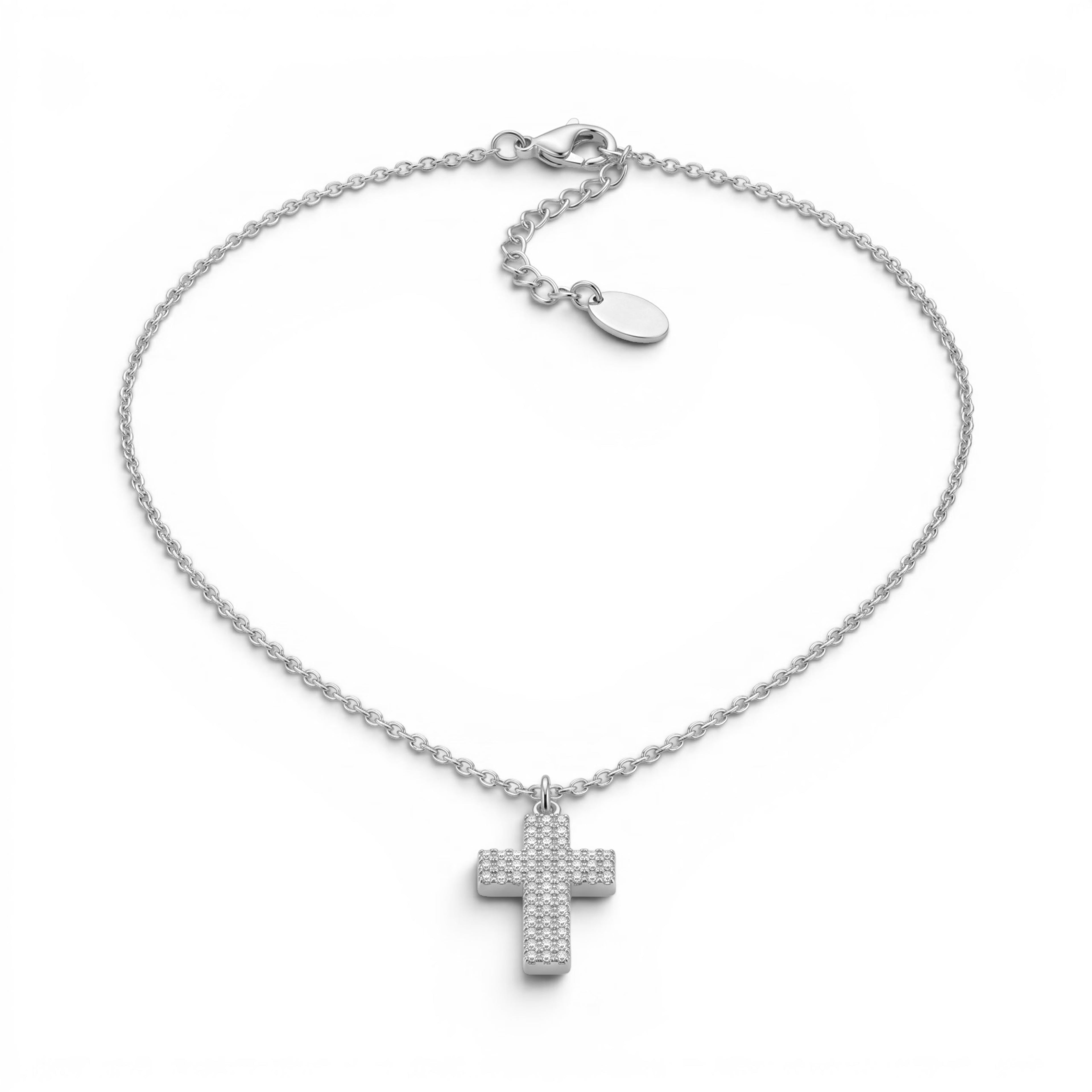 Collana con Croce in Pavé di Zirconi In Acciaio Inossidabile