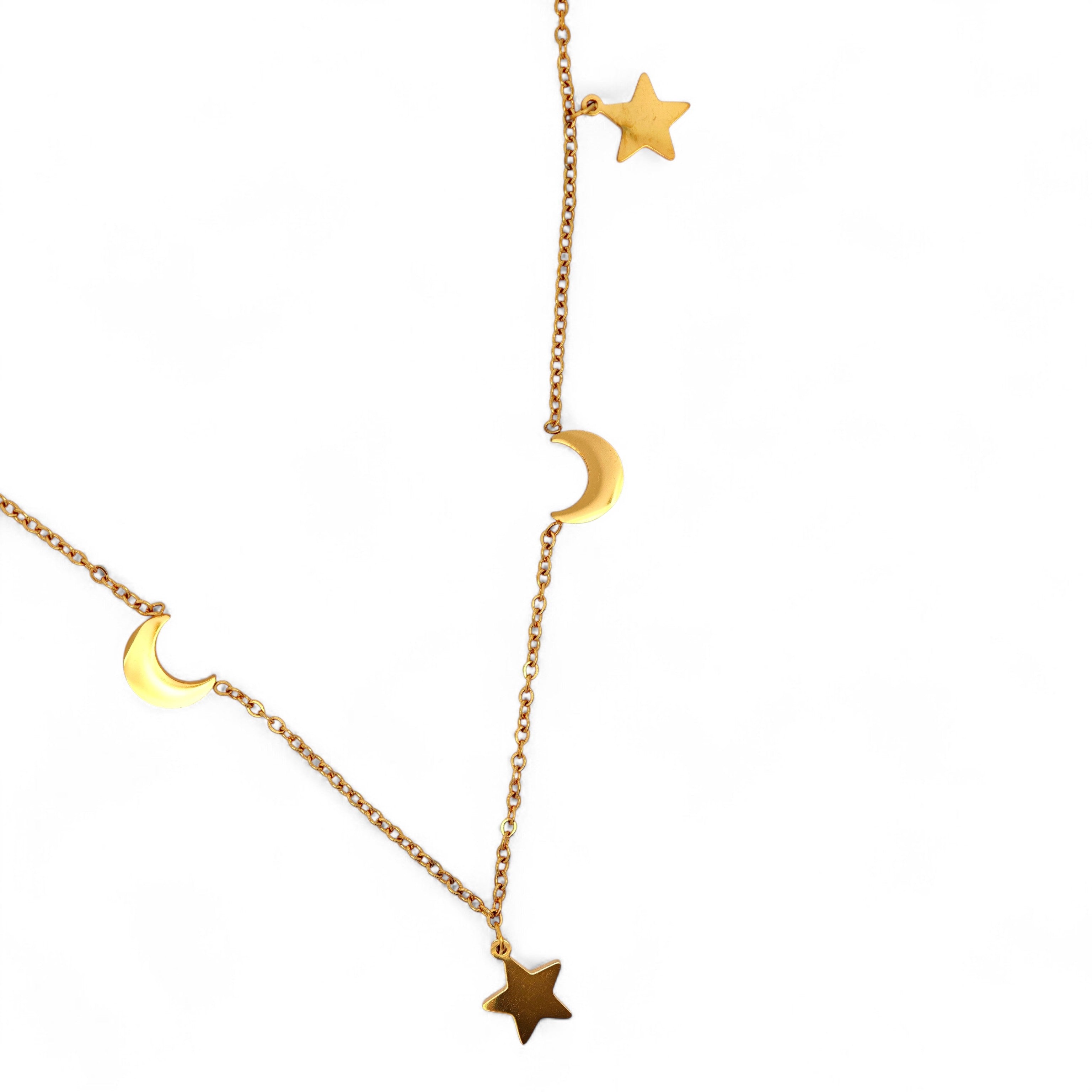 Collana Stelle e Lune in Acciaio Inossidabile