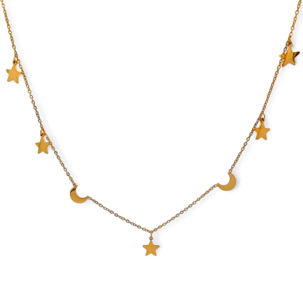 Collana Stelle e Lune in Acciaio Inossidabile