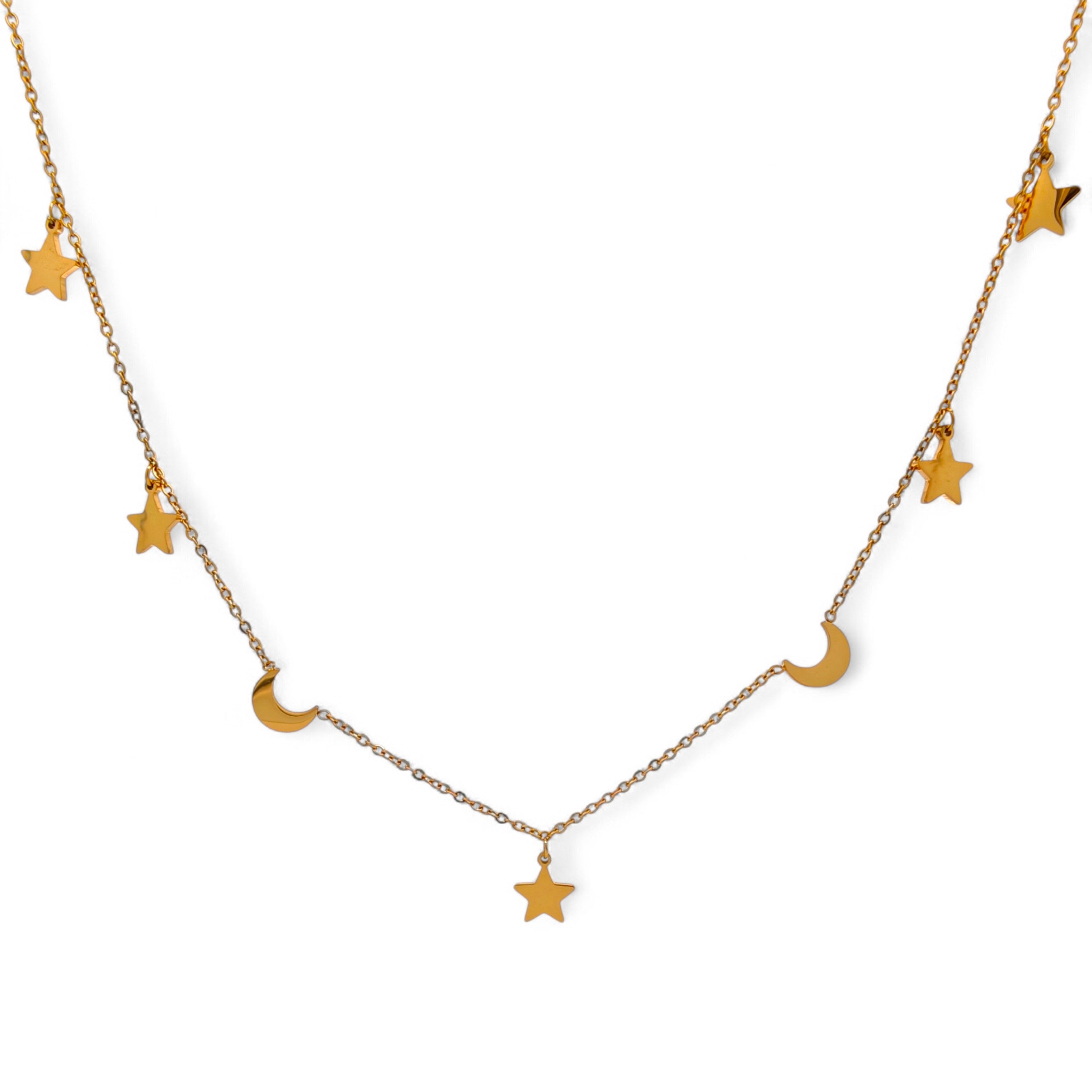 Collana Stelle e Lune in Acciaio Inossidabile