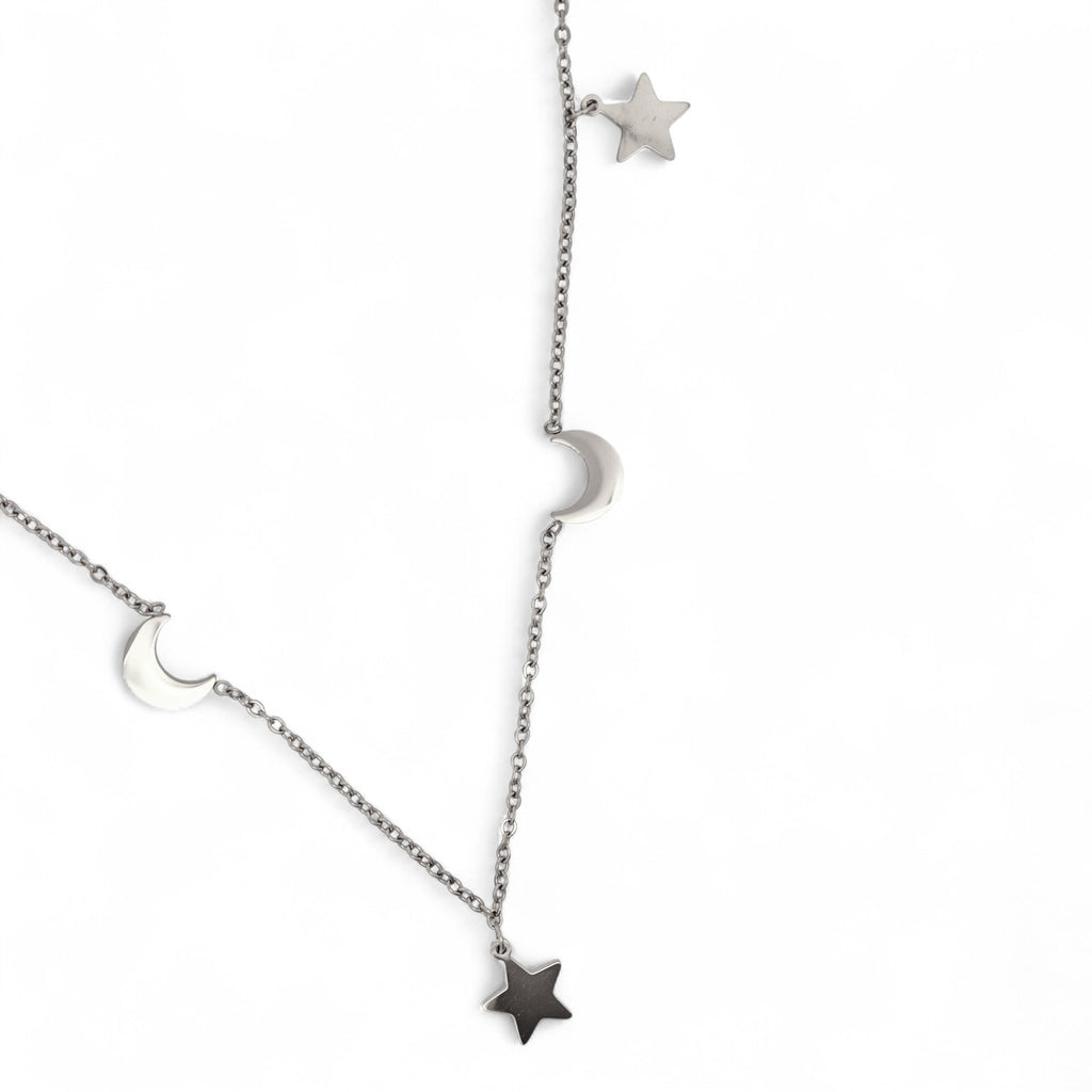 Collana Stelle e Lune in Acciaio Inossidabile