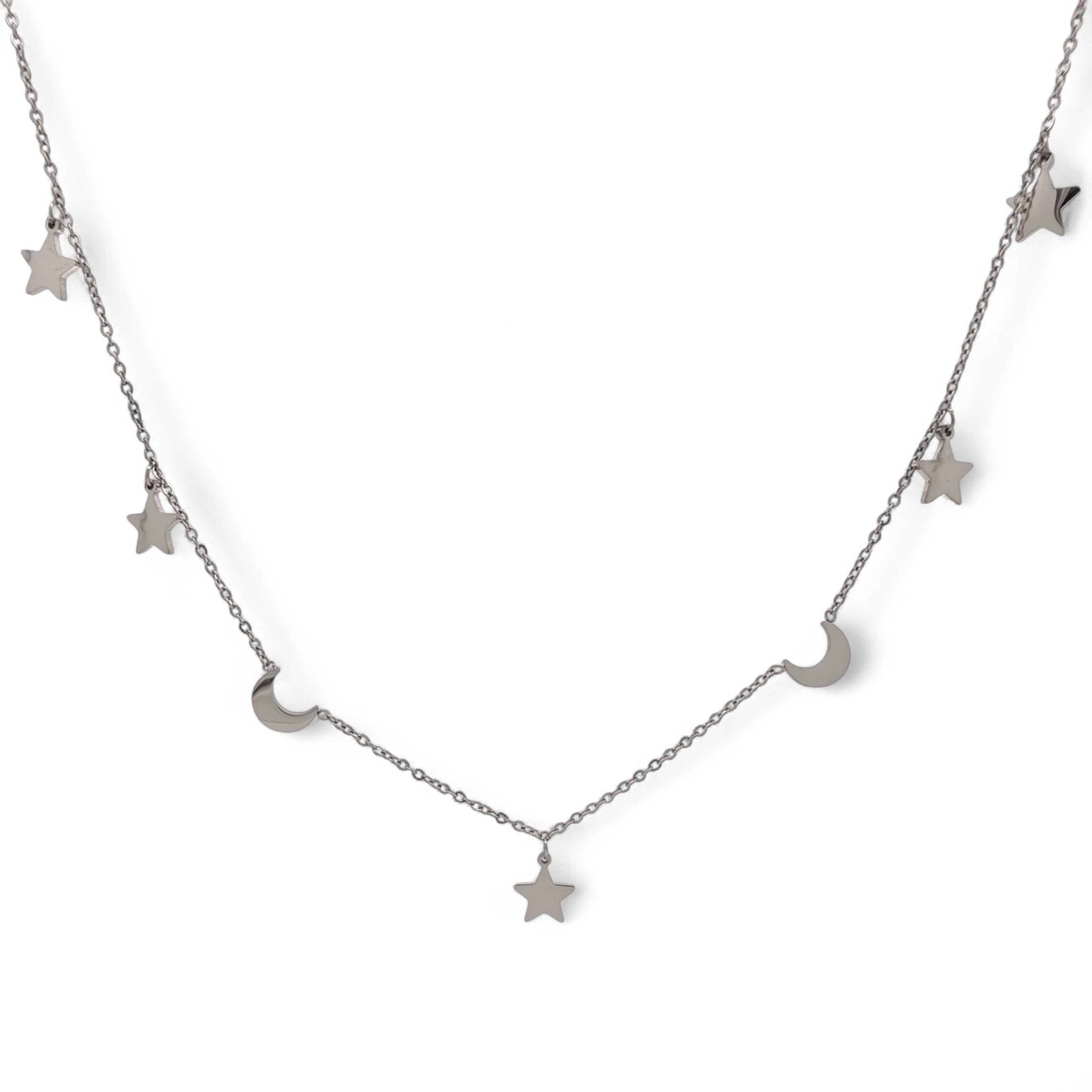 Collana Stelle e Lune in Acciaio Inossidabile