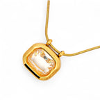 Collana Dorata in Acciaio con Cristallo