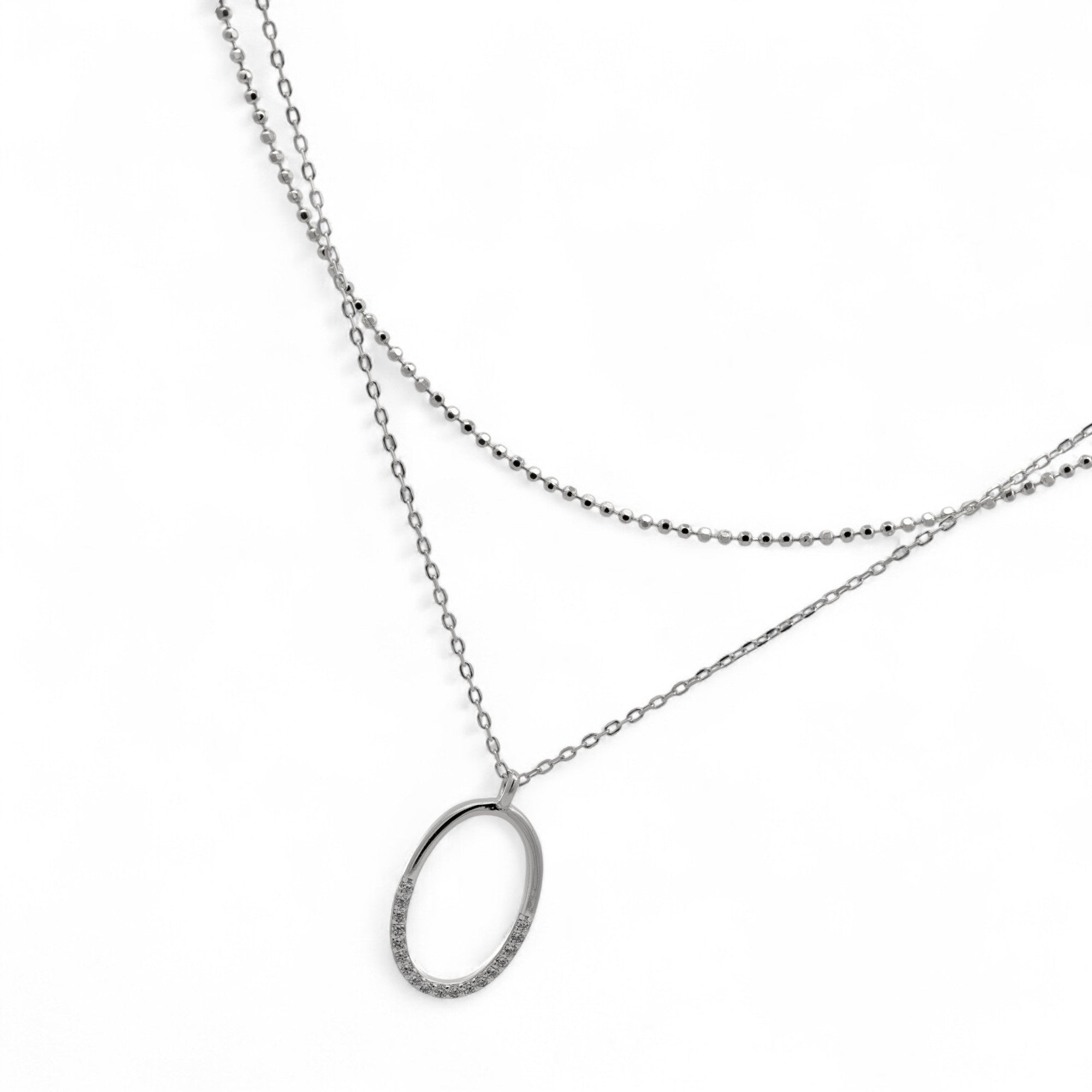 Collana doppio filo ovale in Argento 925