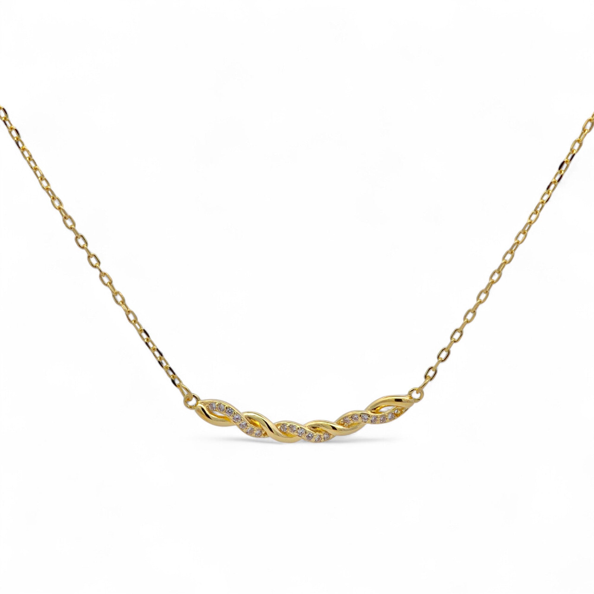 Collana nodo intrecciato brillante in Argento 925