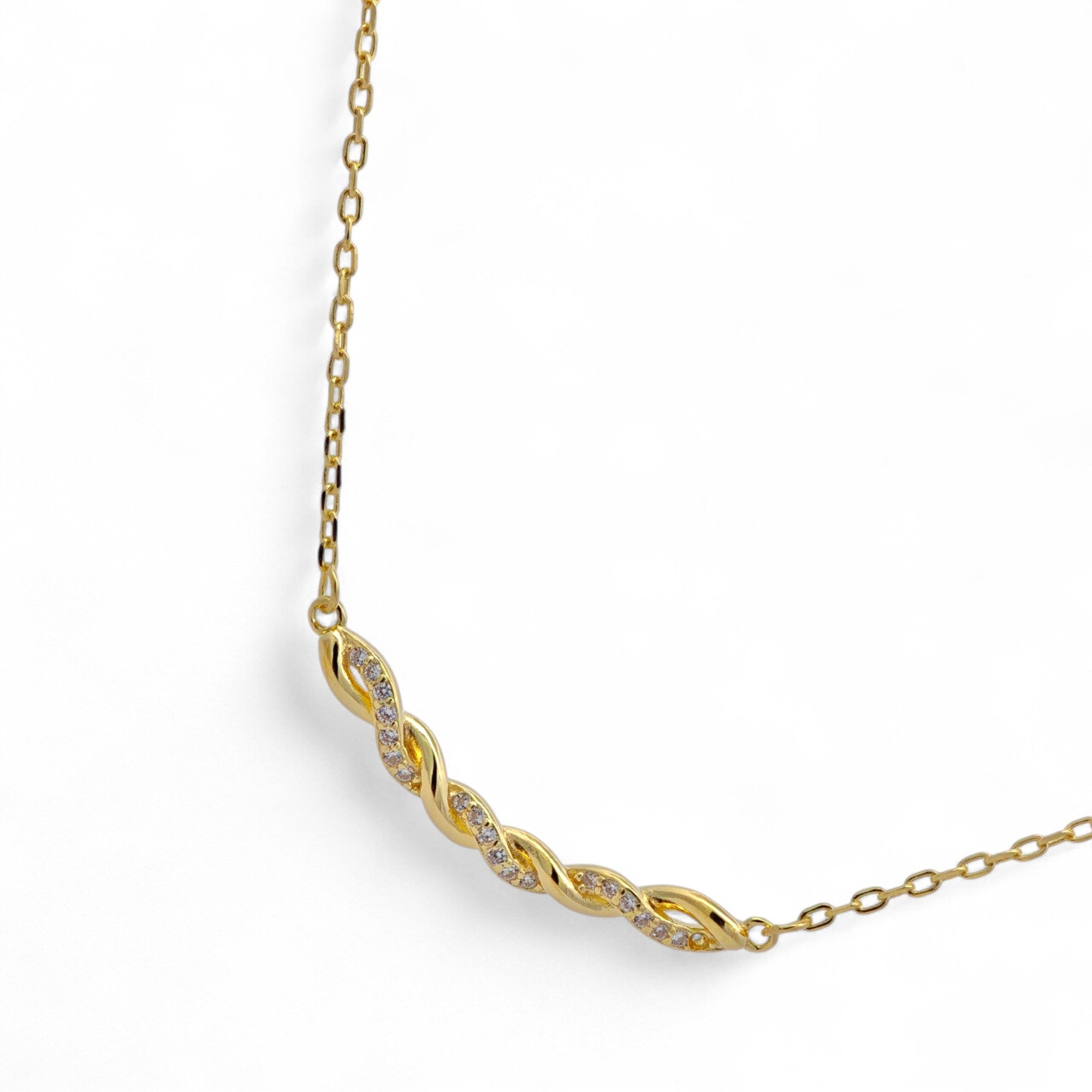 Collana nodo intrecciato brillante in Argento 925