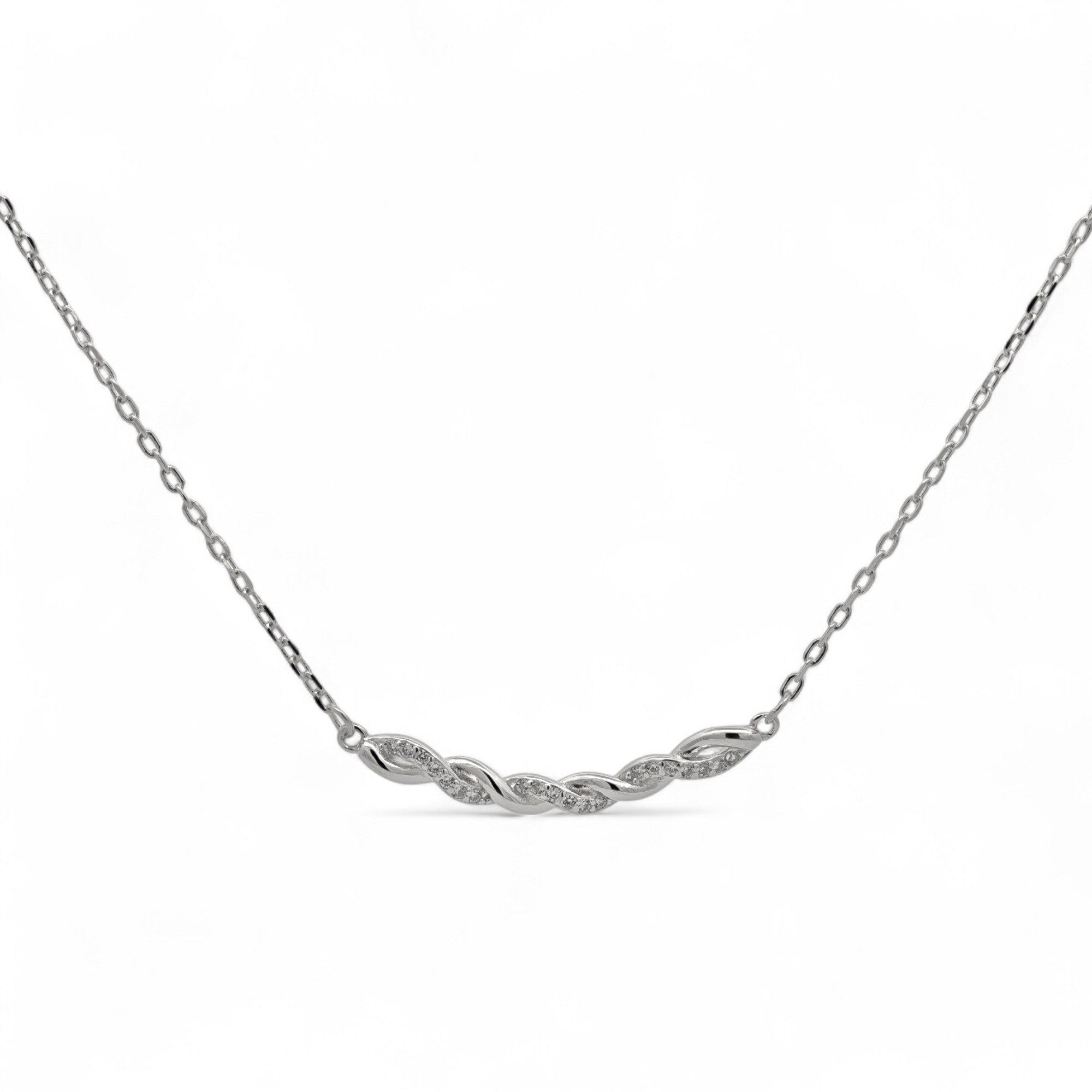 Collana nodo intrecciato brillante in Argento 925