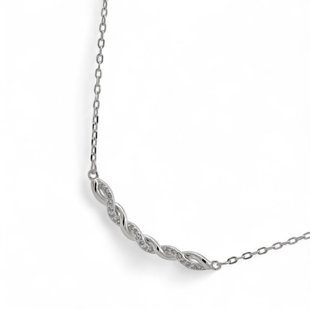 Collana nodo intrecciato brillante in Argento 925