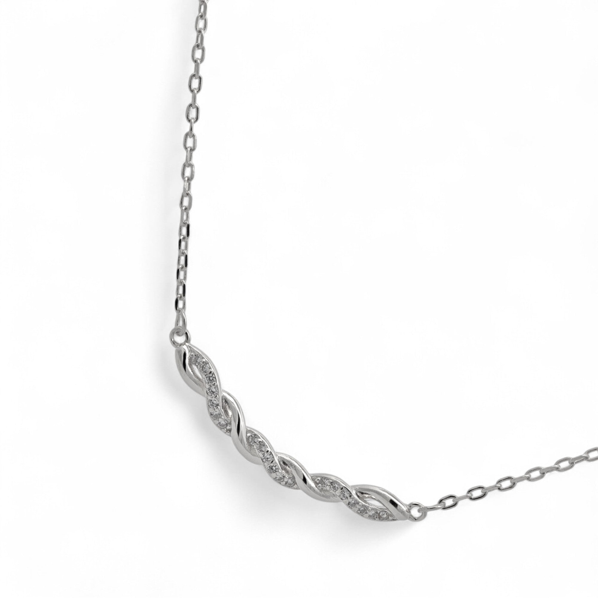 Collana nodo intrecciato brillante in Argento 925
