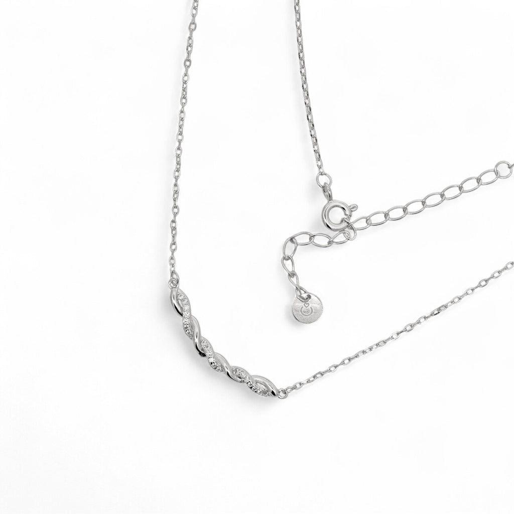 Collana nodo intrecciato brillante in Argento 925
