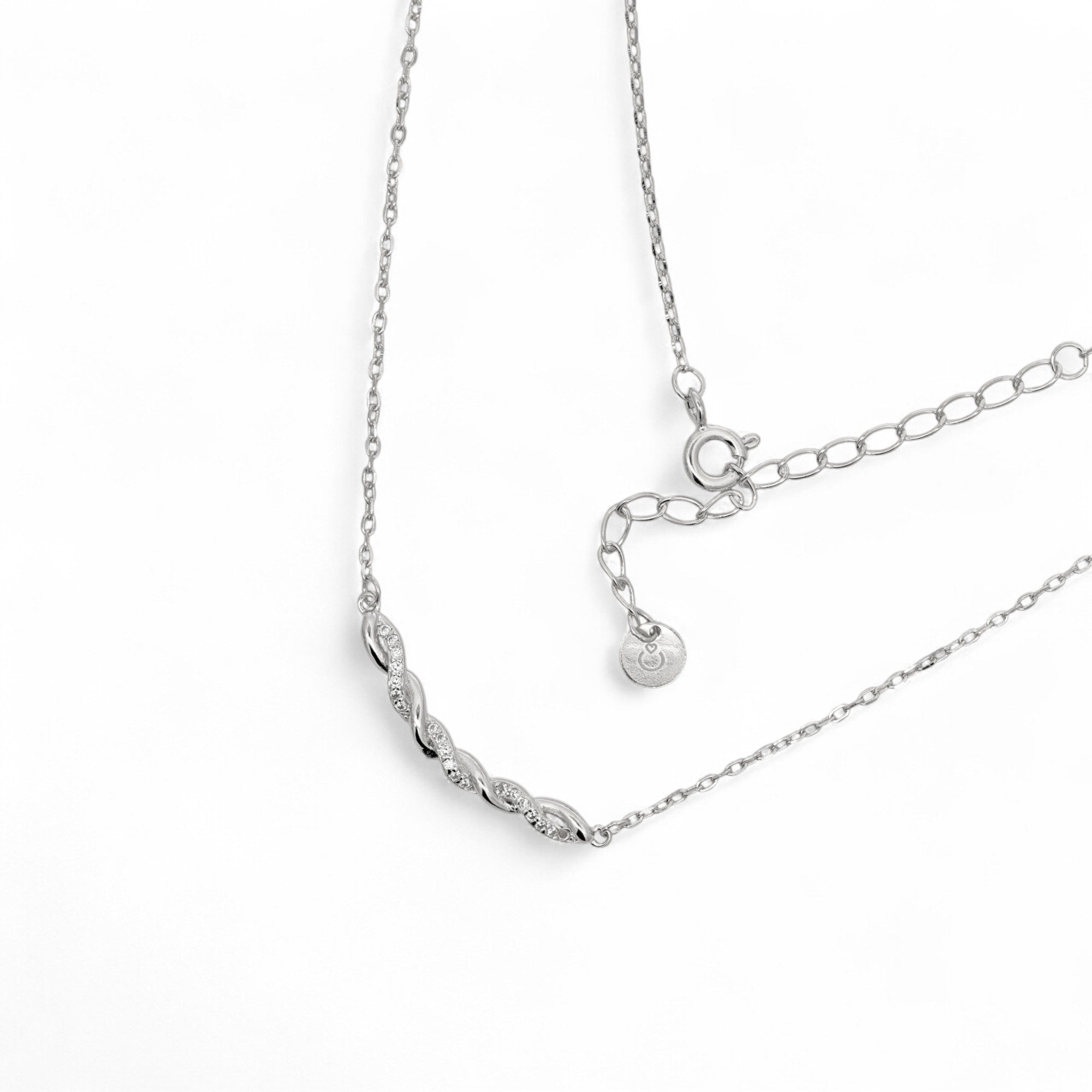 Collana nodo intrecciato brillante in Argento 925