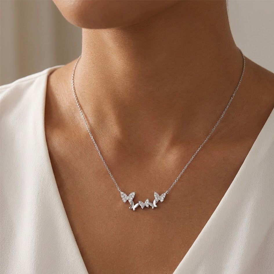Collana Volo Di Farfalle In Argento 925