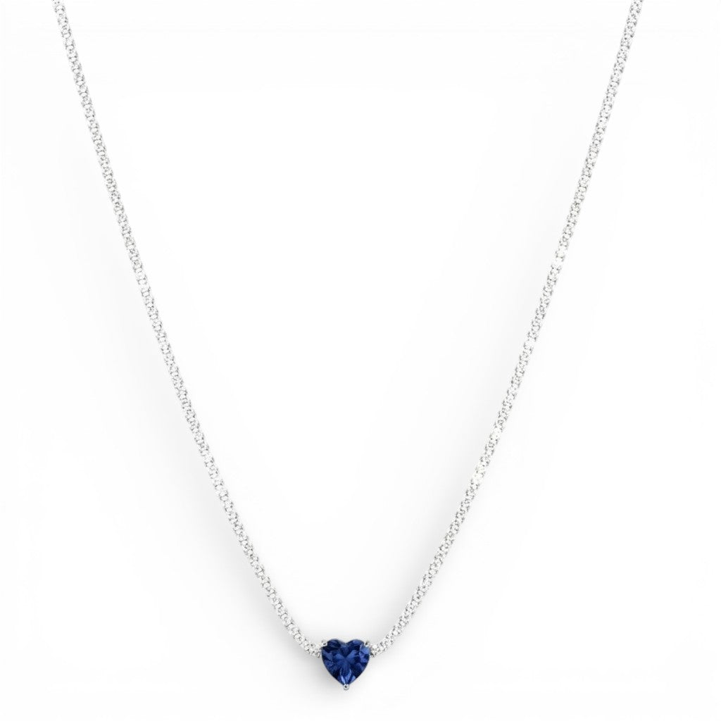 Collana Tennis con Cuore In Argento 925