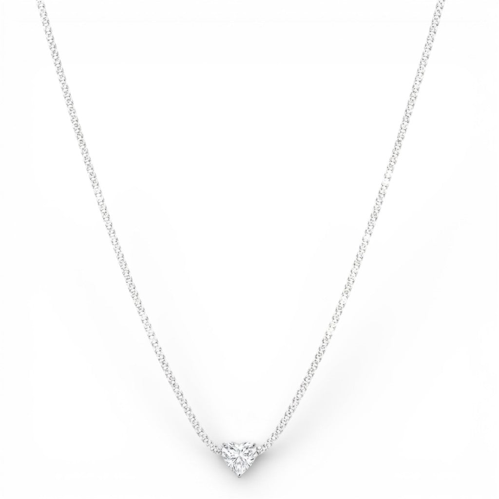 Collana Tennis con Cuore In Argento 925