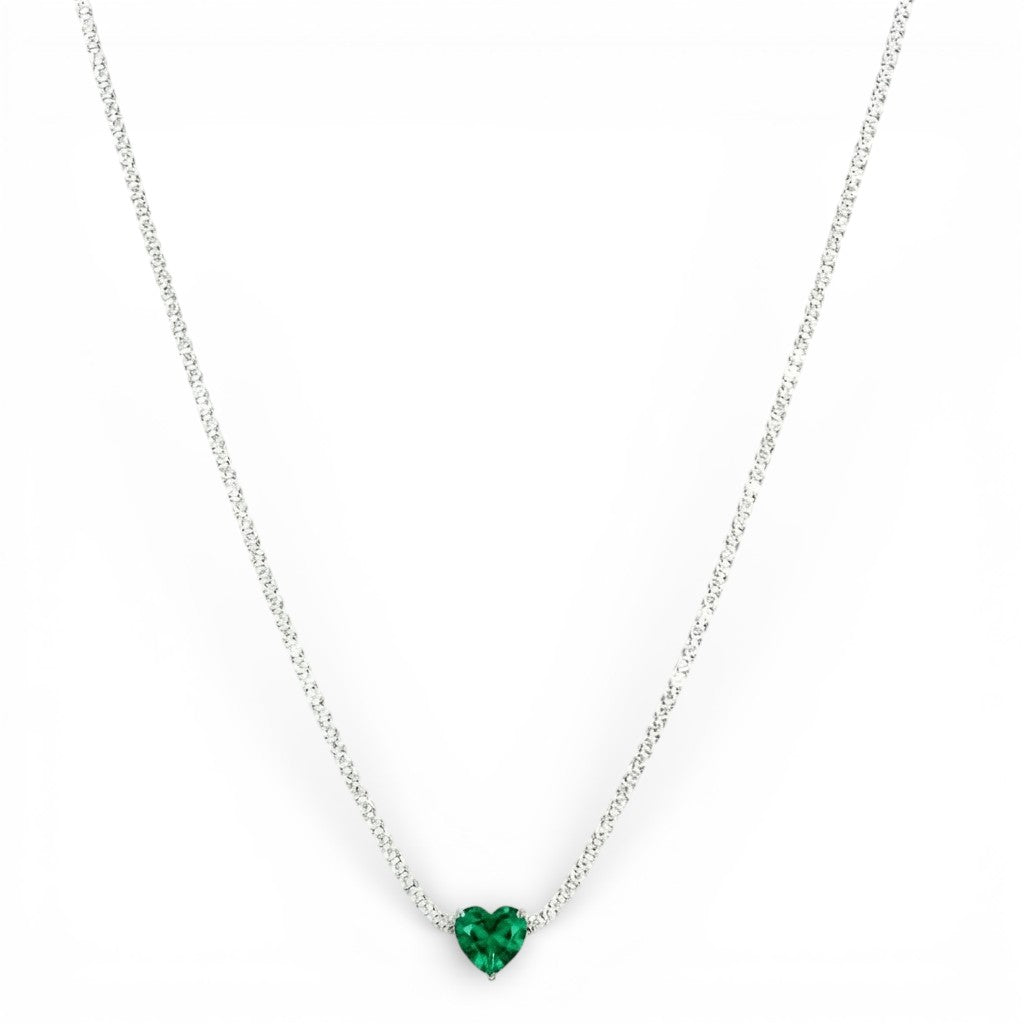 Collana Tennis con Cuore In Argento 925