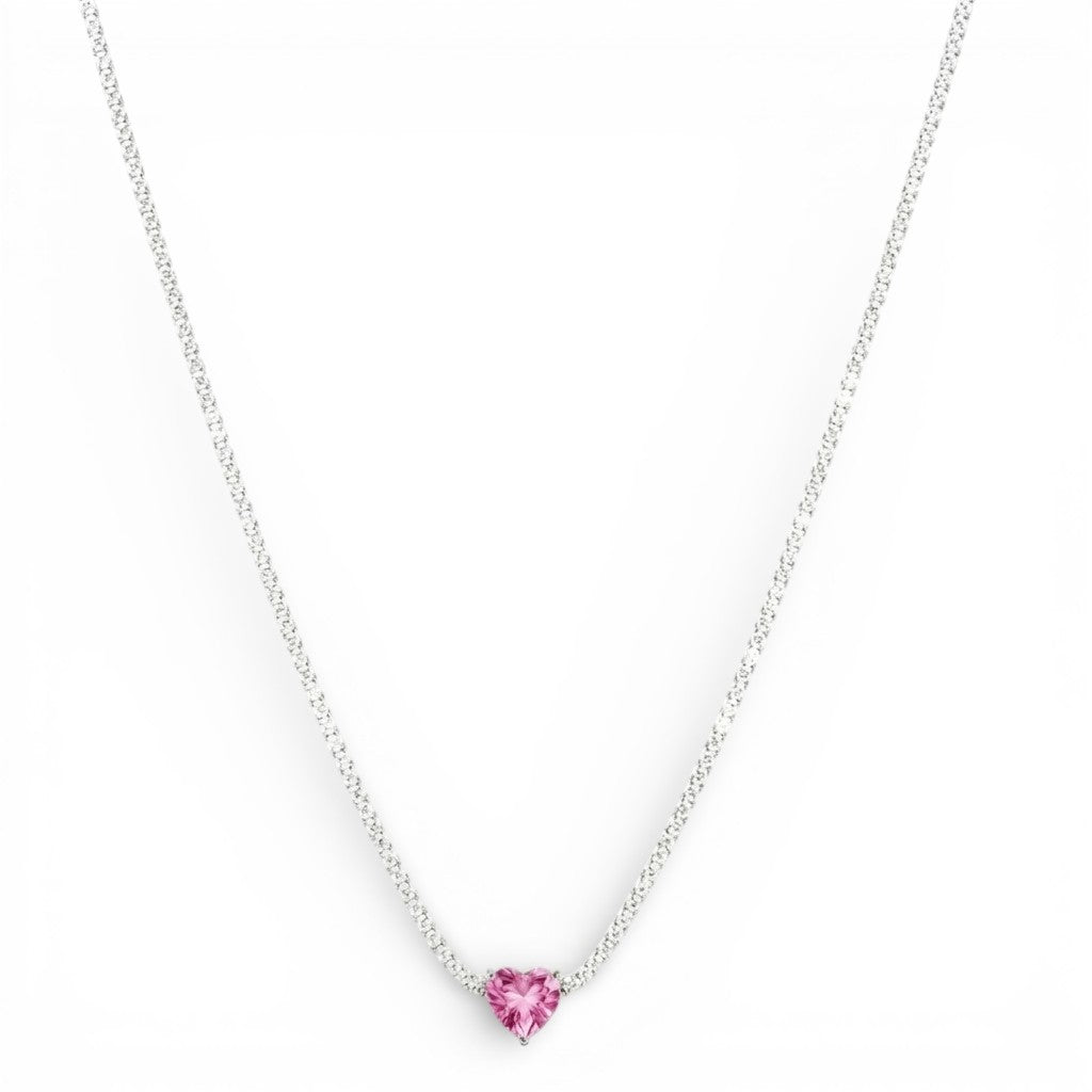 Collana Tennis con Cuore In Argento 925