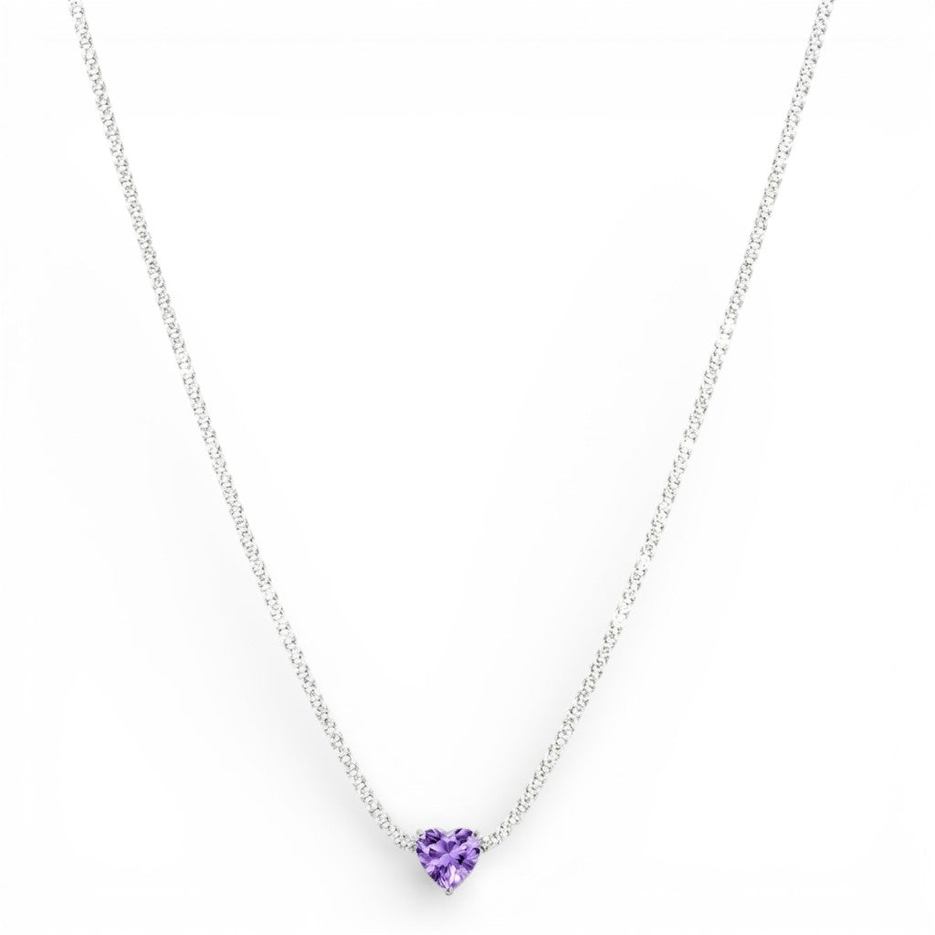 Collana Tennis con Cuore In Argento 925