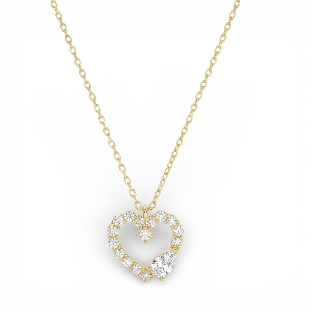 Collana Cuore Splendente con Zircone Incastonato In Argento 925