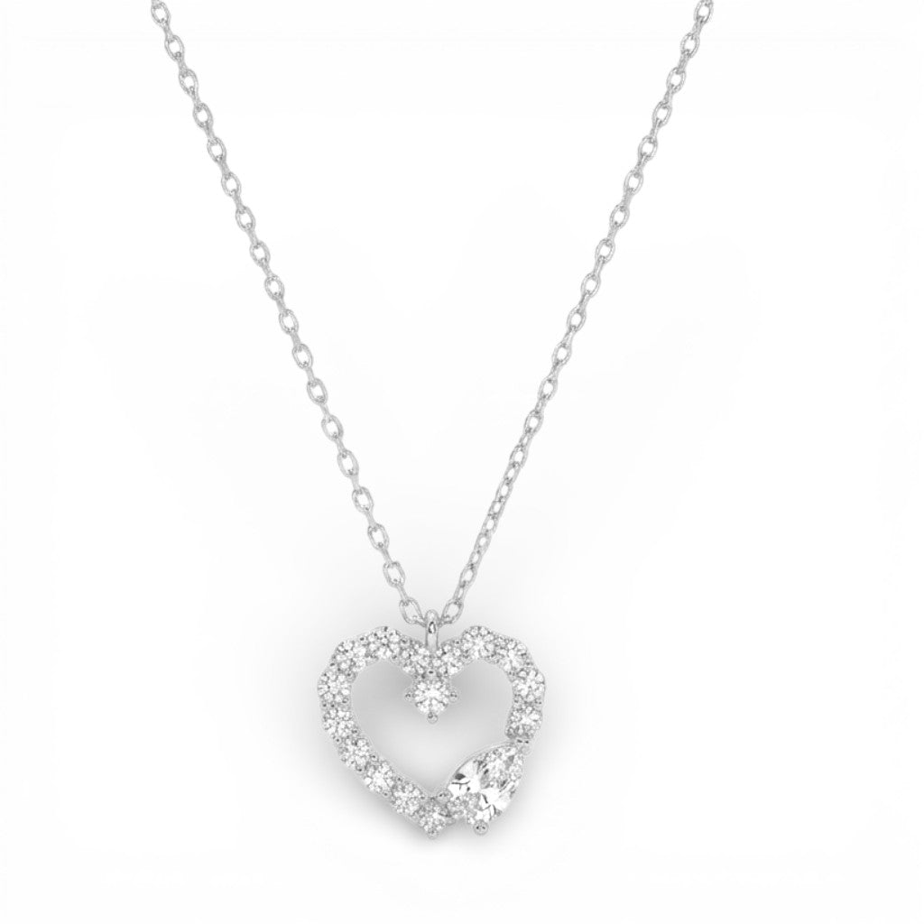 Collana Cuore Splendente con Zircone Incastonato In Argento 925