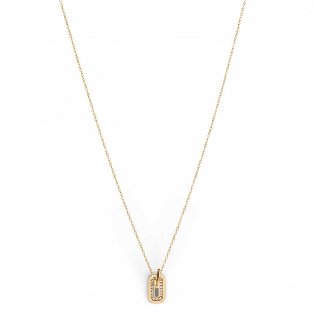 Collana con Pendente Geometrico e Zirconi In Acciaio Inossidabile