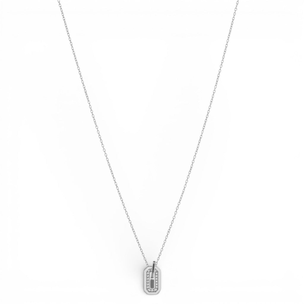 Collana con Pendente Geometrico e Zirconi In Acciaio Inossidabile