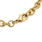 Collana Catena con Charms Sacro Cuore e Perline Color Ambra In Acciaio Inossidabile
