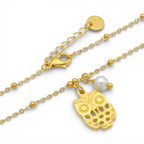 Collana Civetta e Perla In Acciaio Inossidabile