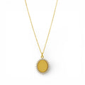 Collana Medaglione Ovale con Cristalli In Acciaio Inossidabile