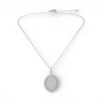 Collana Medaglione Ovale con Cristalli In Acciaio Inossidabile