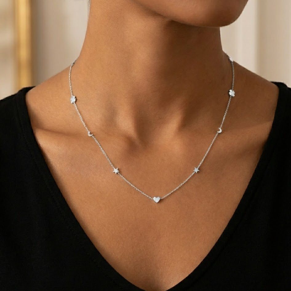 Collana Charms e Portafortuna In Acciaio Inossidabile