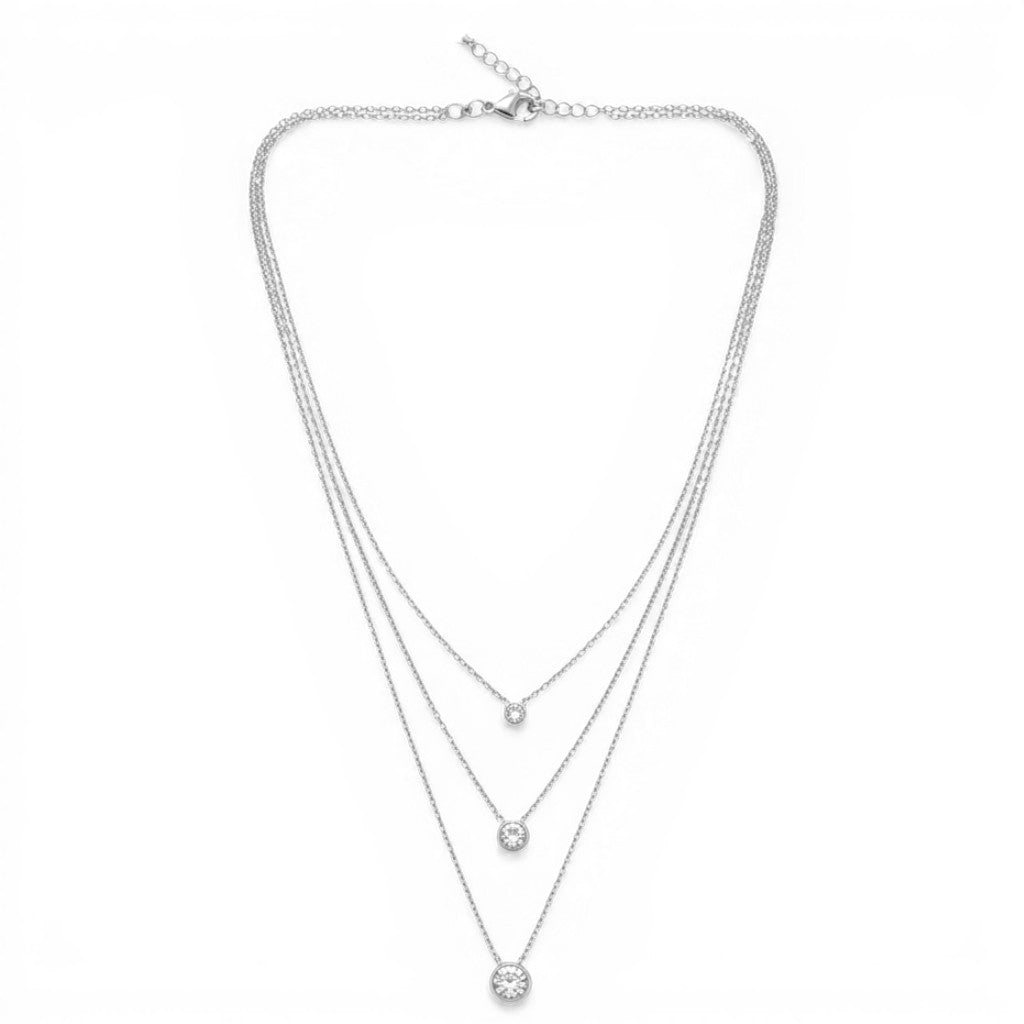 Collana Triplo Filo con Punti Luce In Acciaio Inossidabile