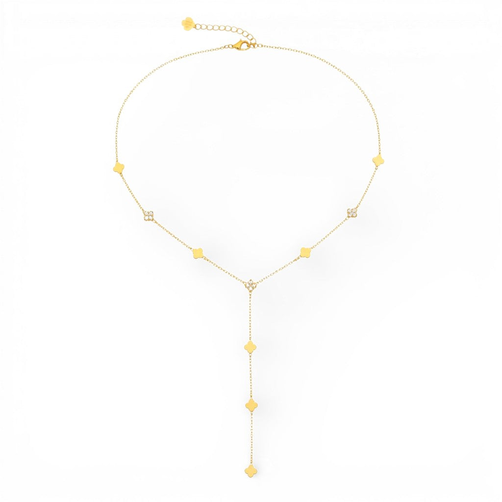 Collana a Y con Quadrifogli In Acciaio Inossidabile