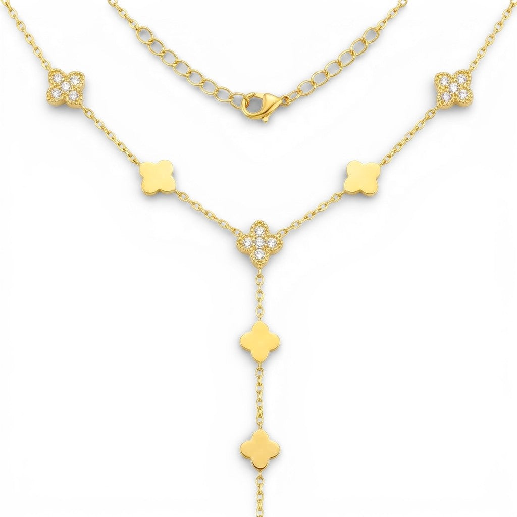 Collana a Y con Quadrifogli In Acciaio Inossidabile