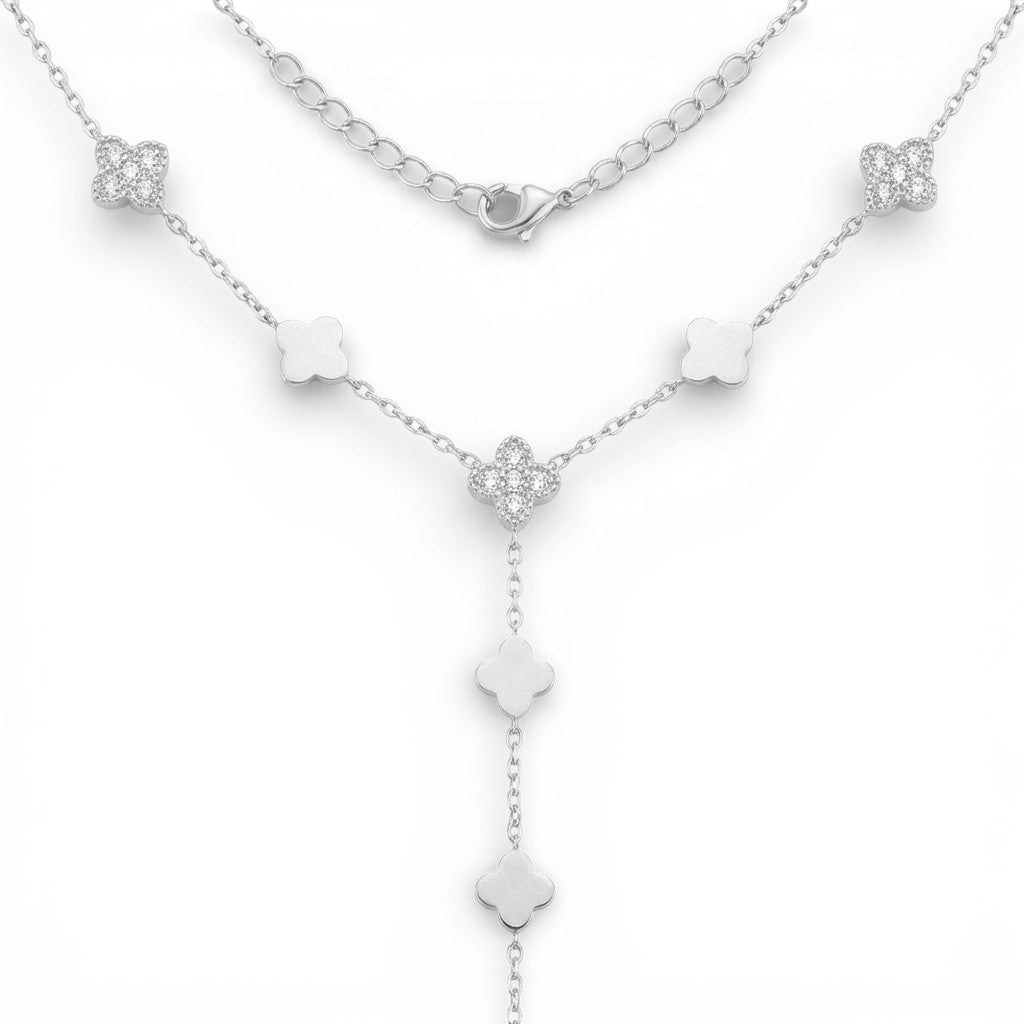 Collana a Y con Quadrifogli In Acciaio Inossidabile