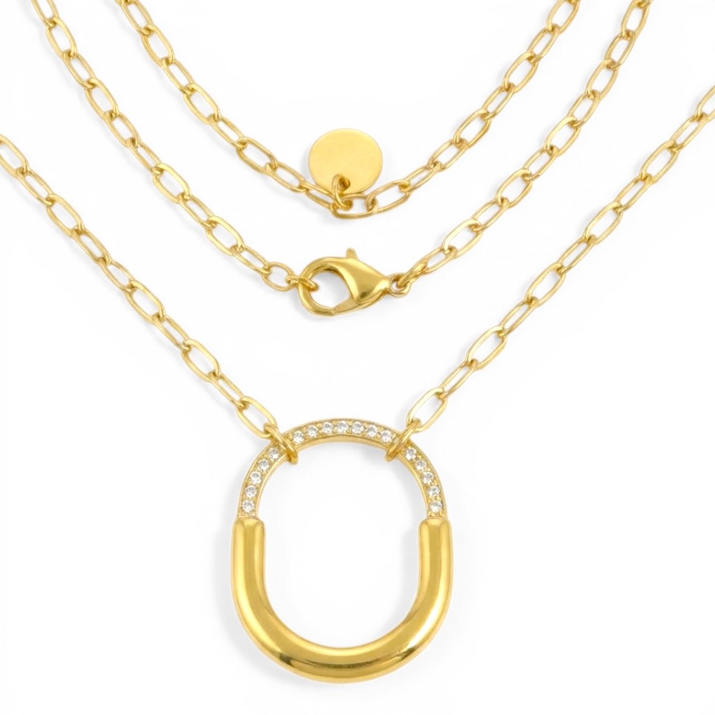 Collana Maglia Allungata e Pendente Iconico In Acciaio Inossidabile