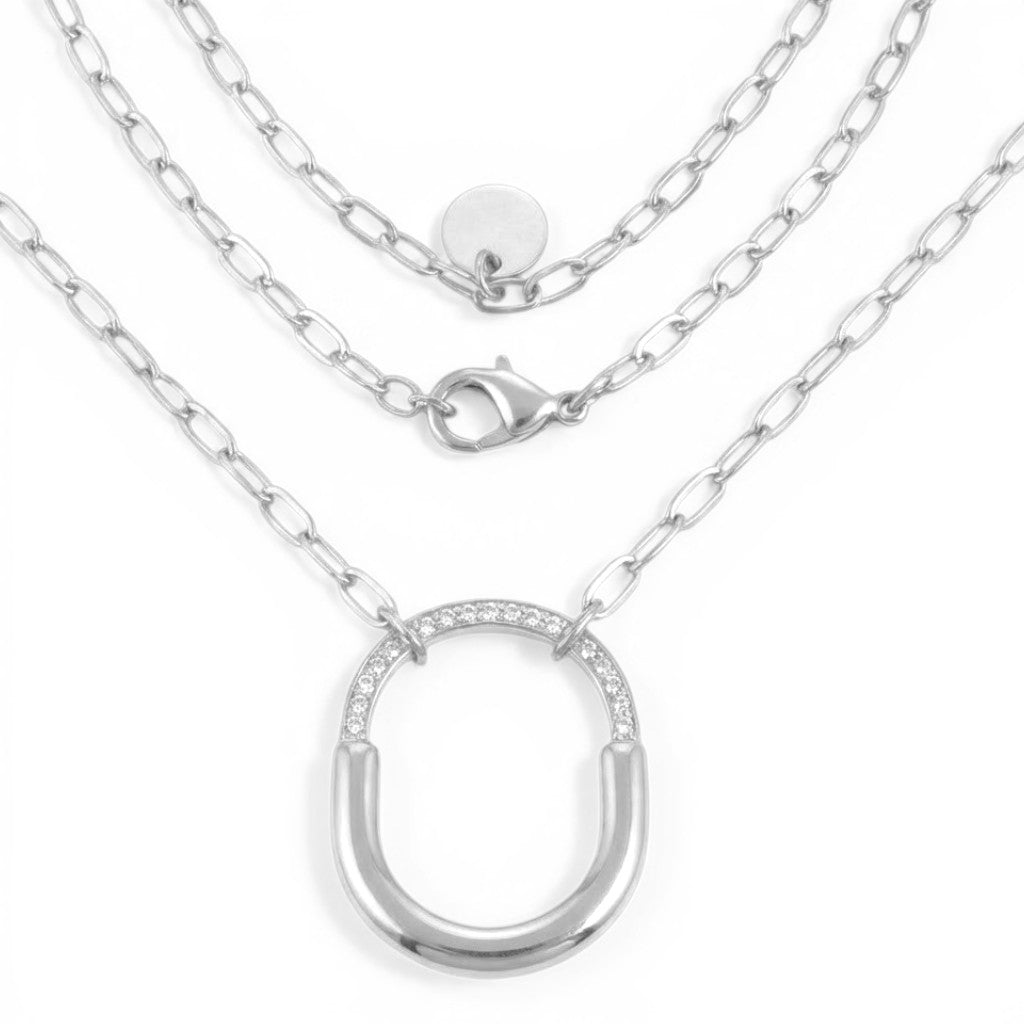 Collana Maglia Allungata e Pendente Iconico In Acciaio Inossidabile