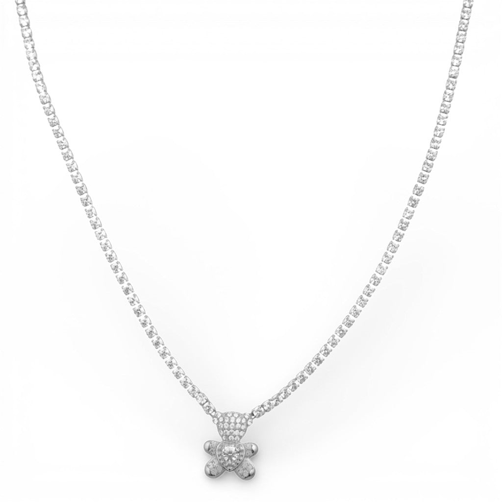 Collana Tennis Teddy Bear In Acciaio Inossidabile