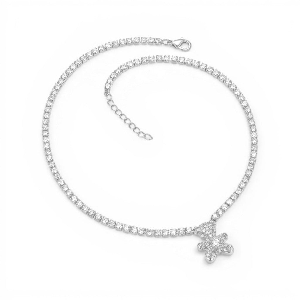 Collana Tennis Teddy Bear In Acciaio Inossidabile